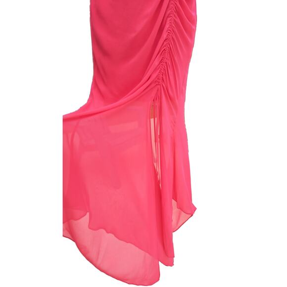 NWT Nicholas Georgette Drawstring Maxi Midi Dress in Hot Coral Size 2 Prom - Picture 7 of 16
